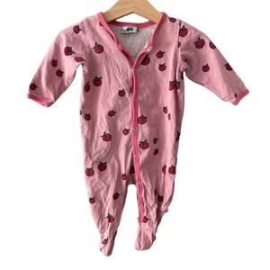 Smafolk Apple Footie One Piece Romper - Pink Red - 56cm, 1-2M